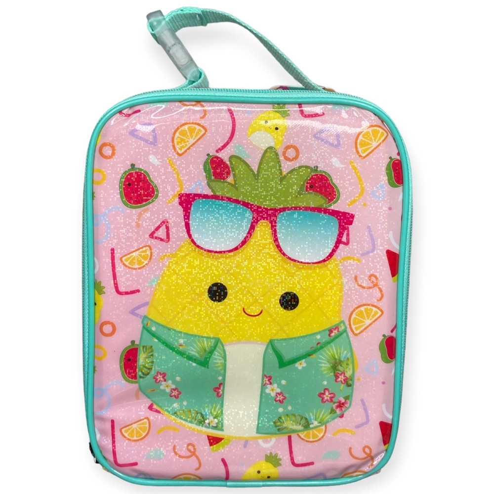 Squishmallows Pineapple Cooler Lunchbox Sparkle Hologram Fruit Print Waterproof